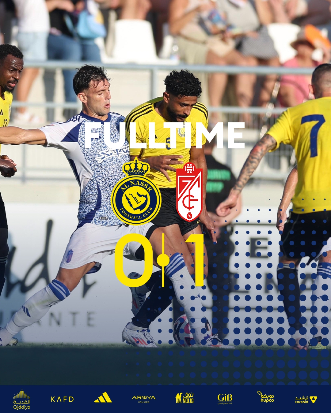 利雅得勝利0-1不敵西乙球隊(duì)格拉納達(dá)，B羅&塔利斯卡出戰(zhàn)，C羅缺陣